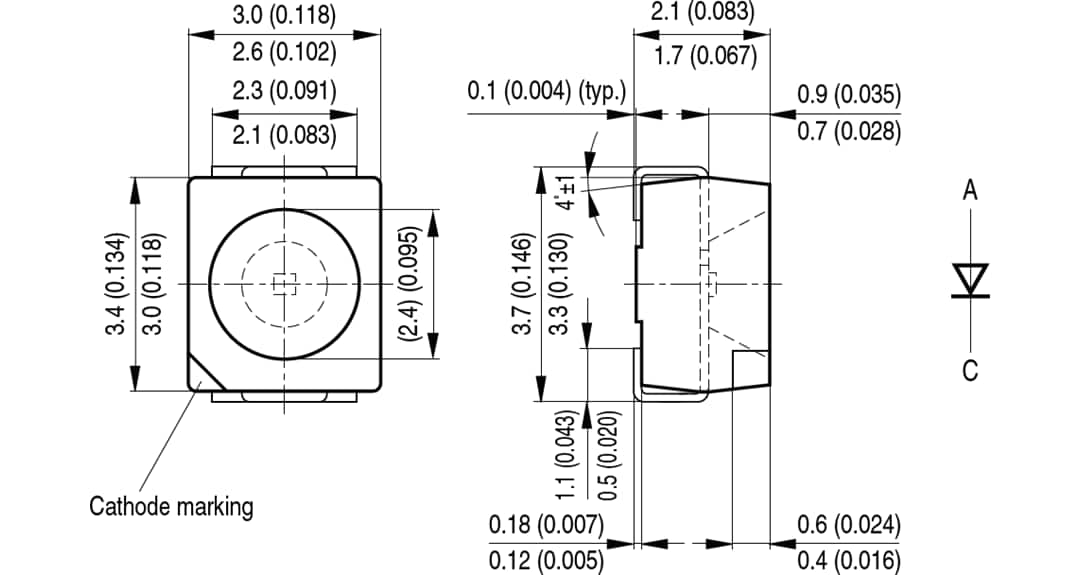 Mechanical Drawing - ams OSRAM TOPLED® Enhanced Optical Power LEDs