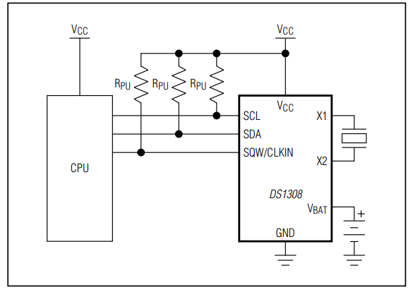 应用电路图 - Analog Devices / Maxim Integrated DS1308 低功耗 I虏C RTC