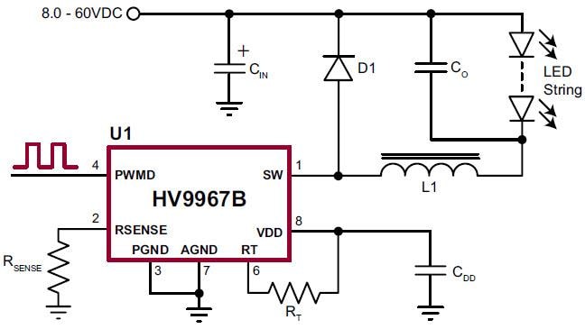 Microchip Technology HV9967B 集成式平均模式电流控制 LED 驱动器