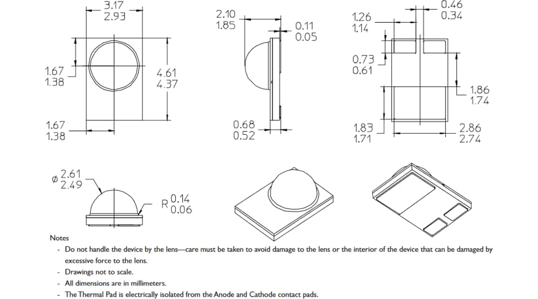 Mechanical Drawing - Lumileds LUXEON® Rebel General Purpose White LEDs
