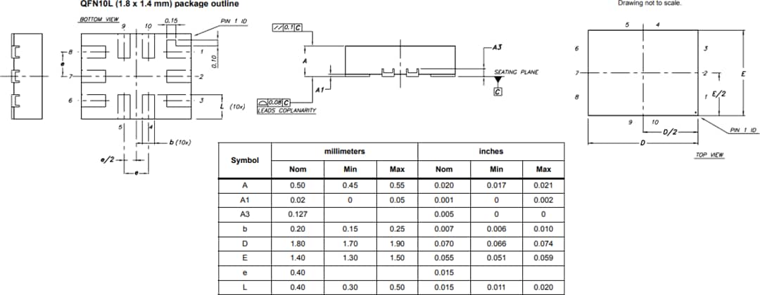 机械图纸 - STMicroelectronics AS11P2TLR、AS21P2TLR 模拟开关