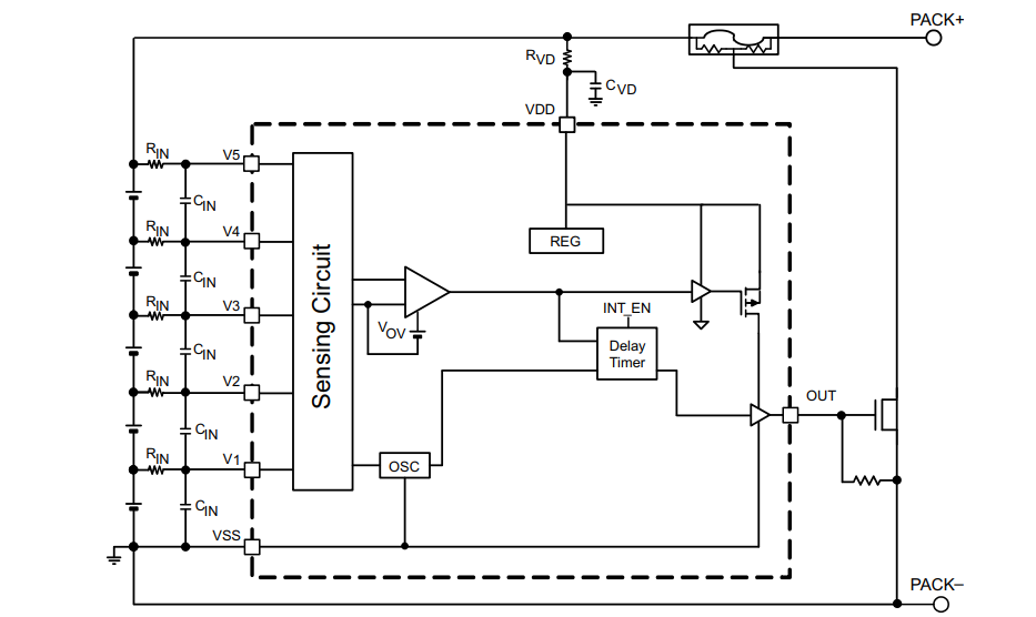原理图 - Texas Instruments bq7718xy 锂电池过压保护器集成电路