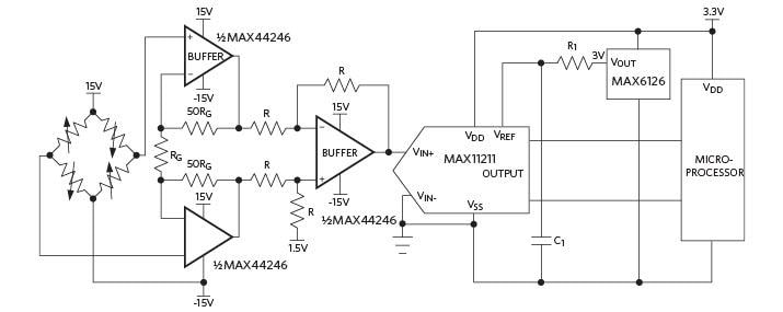 应用电路图 - Analog Devices / Maxim Integrated MAX44246运算放大器