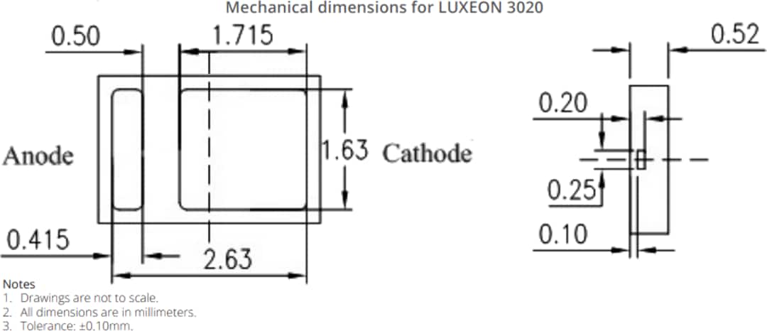 机械图纸 - Lumileds LUXEON 3020 LED