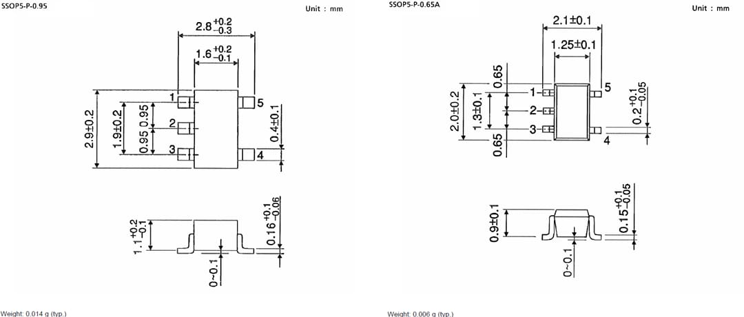 Mechanical Drawing - Toshiba TC75S59F Single Comparators (CMOS)