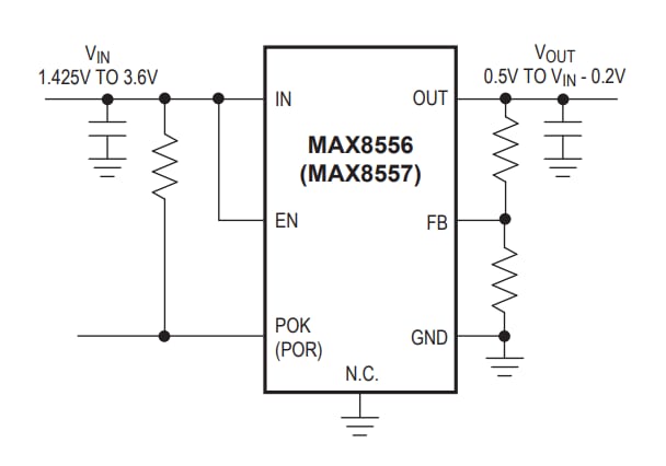 Analog Devices / Maxim Integrated MAX8556/MAX8557 LDO 调节器