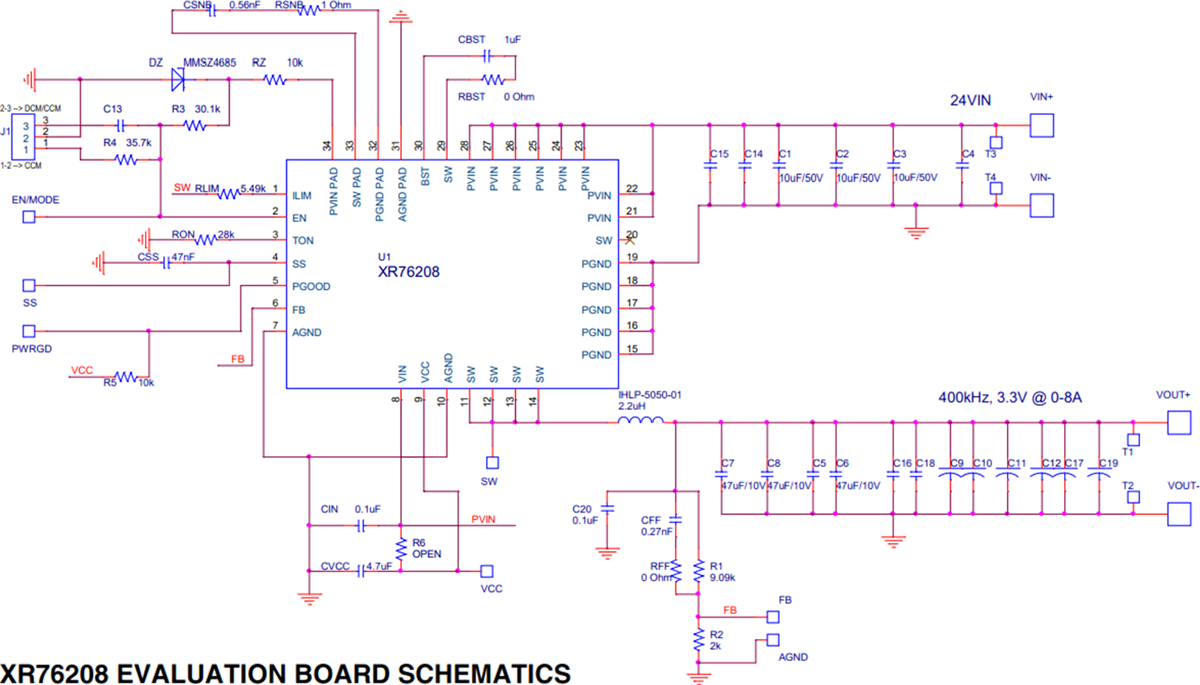 Schematic - MaxLinear XR76203EVB, XR76205EVB, & XR76208EVB Eval Boards