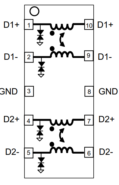 STMicroelectronics ECMF04-4HSWM10 共模滤波器