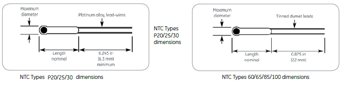 Mechanical Drawing - Amphenol Advanced Sensors NTC Miniature Thermoprobes