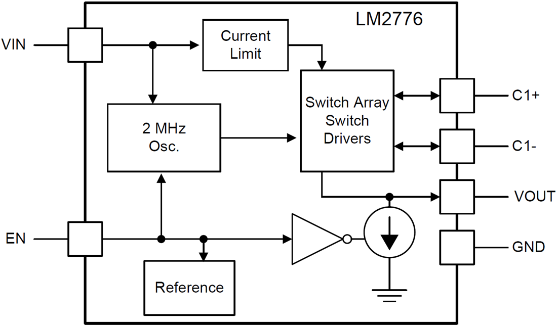 框图 - Texas Instruments LM2776 CMOS 电荷泵电压转换器
