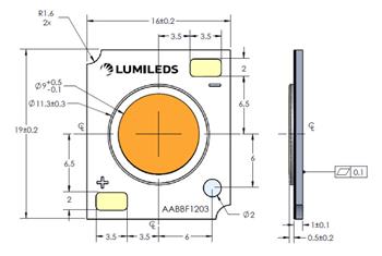 机械图纸 - Lumileds LUXEON CoB 第 3 代 LED