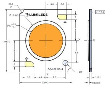机械图纸 - Lumileds LUXEON CoB 第 3 代 LED