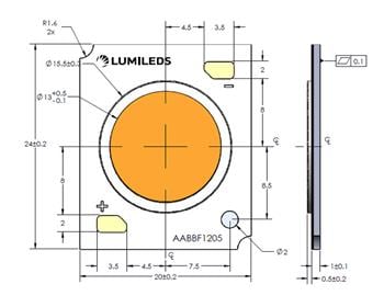 机械图纸 - Lumileds LUXEON CoB 第 3 代 LED