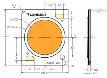 机械图纸 - Lumileds LUXEON CoB 第 3 代 LED