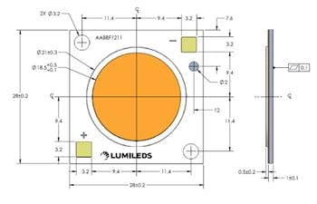 机械图纸 - Lumileds LUXEON CoB 第 3 代 LED