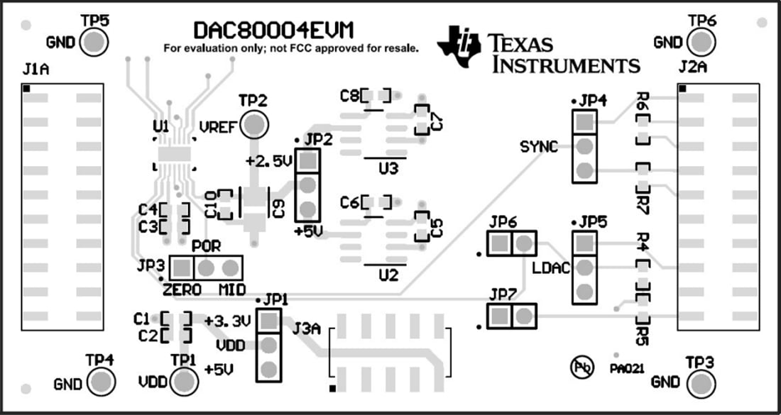 机械图纸 - Texas Instruments DAC80004EVM DAC评估模块 (EVM)