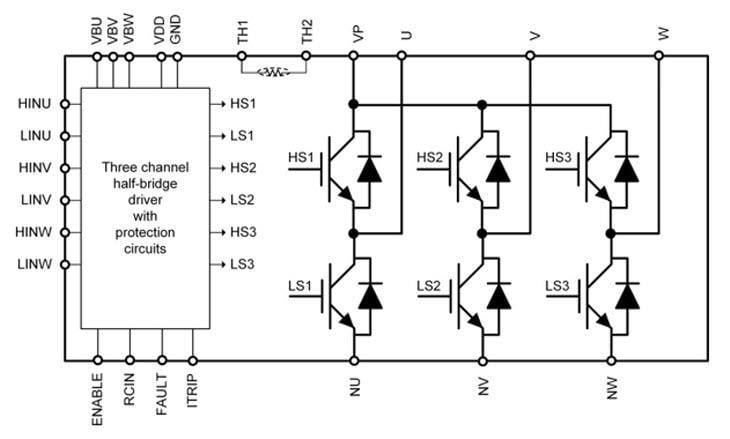 框图 - onsemi 600V 紧凑智能功率模块