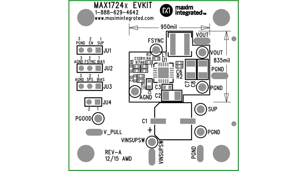 机械图纸 - Analog Devices / Maxim Integrated MAX17242EVKIT/MAX14243EVKIT评估套件