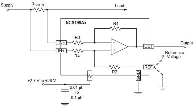 原理图 - onsemi NCS199A电流感测放大器