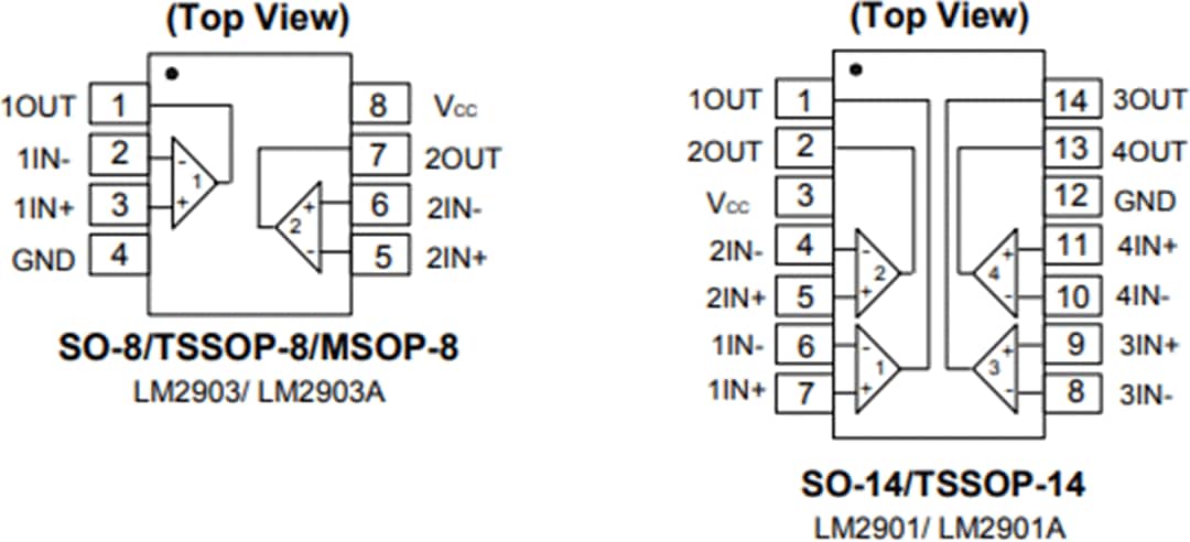 机械图纸 - Diodes Incorporated LM2903 差分比较器