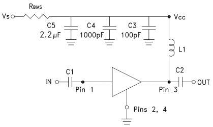 应用电路图 - Analog Devices Inc. HMC589A 增益模块放大器