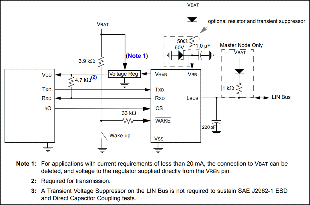 应用电路图 - Microchip Technology MCP2003B LIN 收发器