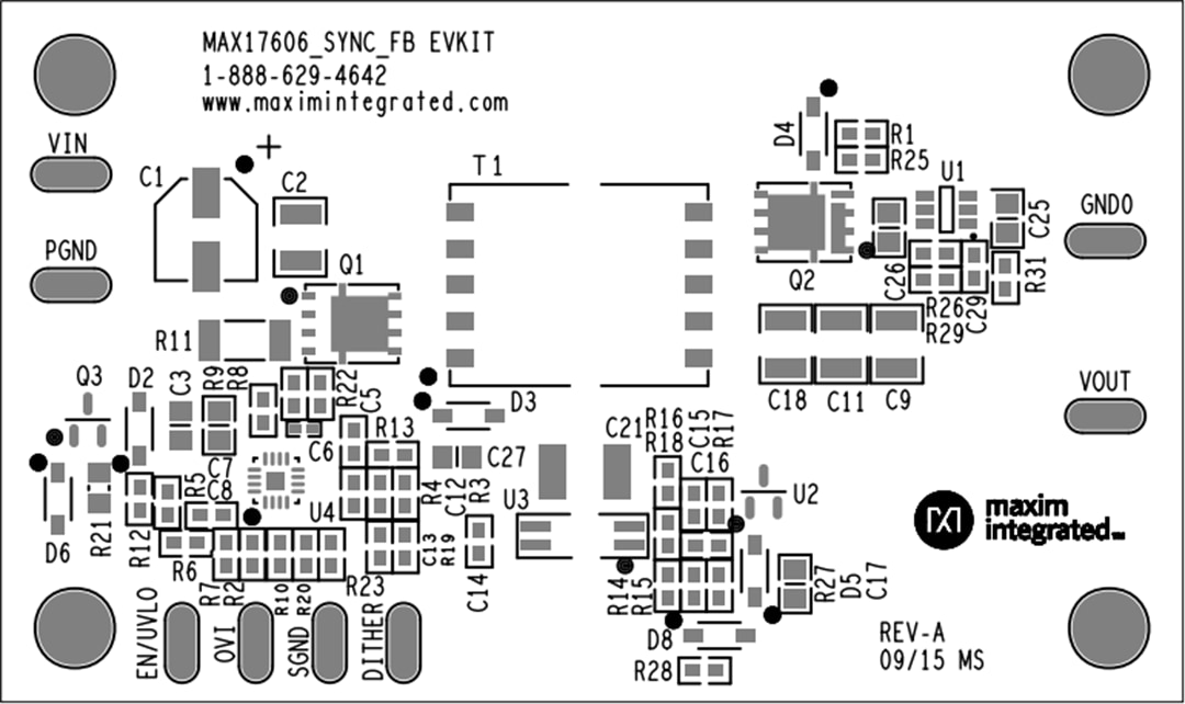 机械图纸 - Analog Devices / Maxim Integrated MAX17606SFBEVKIT评估套件