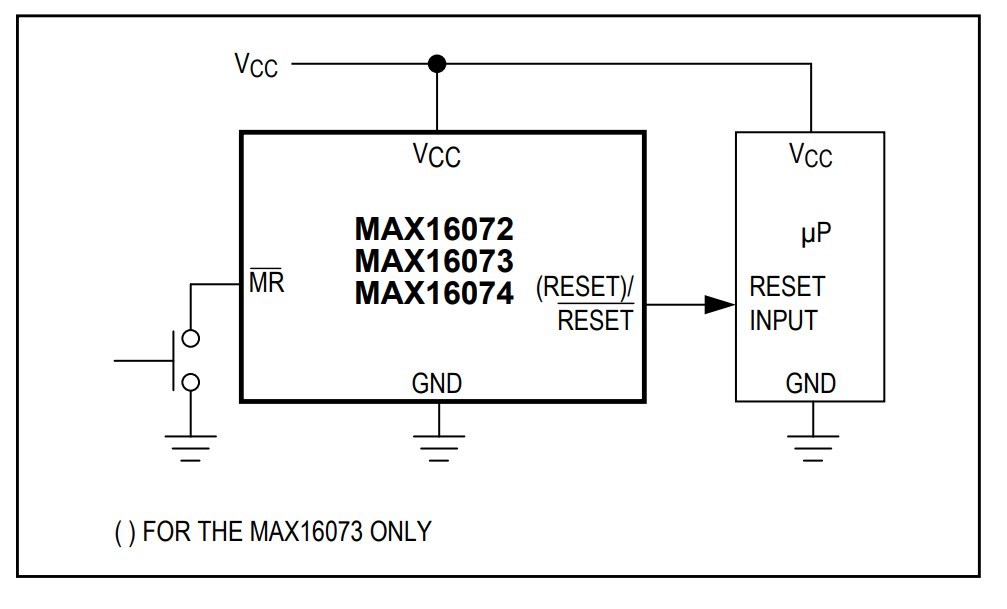 应用电路图 - Analog Devices / Maxim Integrated MAX16072/MAX16073/MAX16074 MPU 监控器 IC