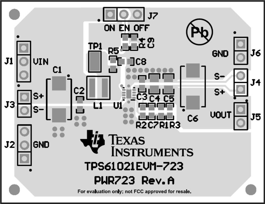 机械图纸 - Texas Instruments TPS61021EVM-723升压转换器评估模块