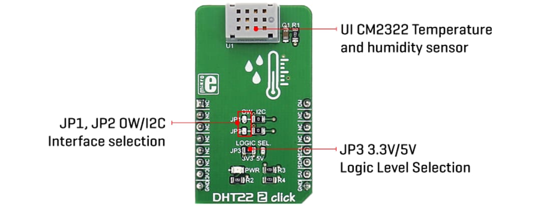 Mikroe MIKROE-2818 DHT22 2 Click板