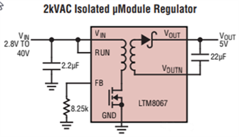 Analog Devices Inc. LTM8067和LTM8068 μModule®直流/直流转换器
