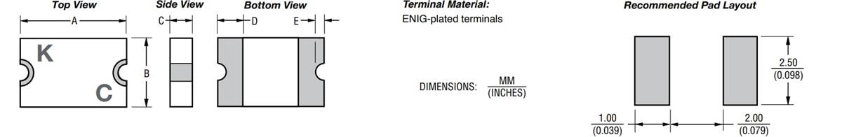 机械图纸 - Bourns MF-USHT Multifuse® PTC自恢复保险丝
