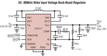 应用电路图 - Analog Devices Inc. LTC31xx同步降压-升压直流-直流转换器