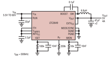 应用电路图 - Analog Devices Inc. LTC36xx/LTC7149系列降压稳压器