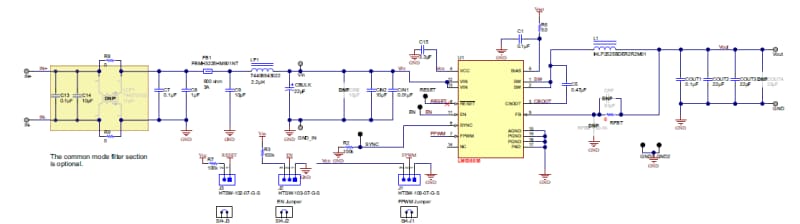 原理图 - Texas Instruments LM53603AEVM降压稳压器评估模块