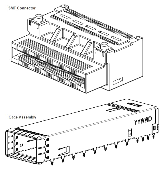 机械图纸 - TE Connectivity OSFP连接器、壳体和电缆组件