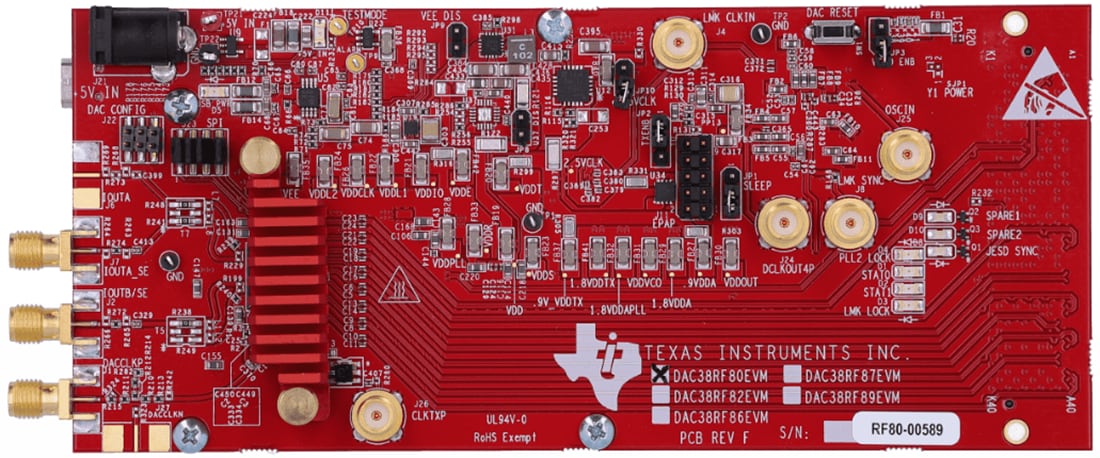 机械图纸 - Texas Instruments DAC38RF80EVM评估模块 (EVM)