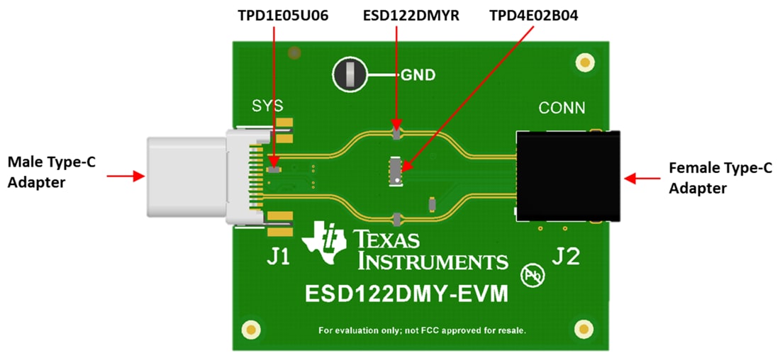 机械图纸 - Texas Instruments ESD122DMX-EVM/ESD122DMY-EVM评估模块