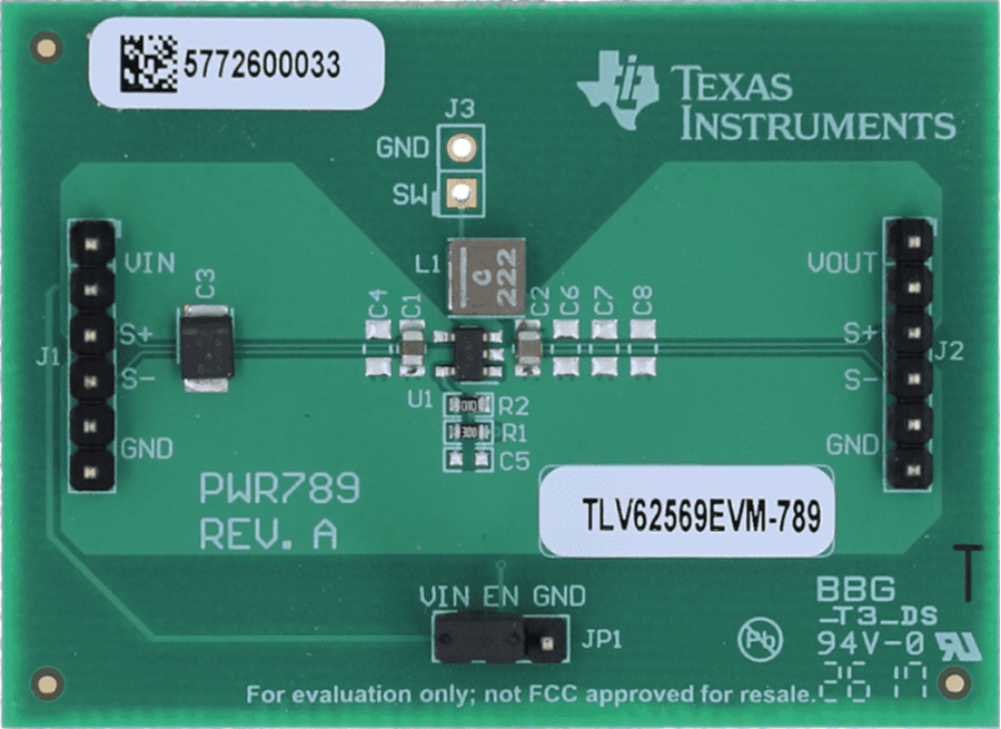 机械图纸 - Texas Instruments TLV62569EVM-789降压转换器评估模块 (EVM)