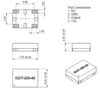 Mechanical Drawing - IQD TCXO & TCVCXO Crystal Oscillators
