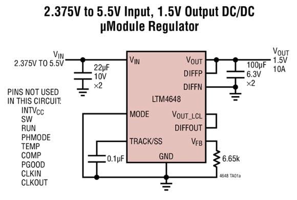 应用电路图 - Analog Devices Inc. LTM4648/LTM4649降压型直流/直流μModule稳压器