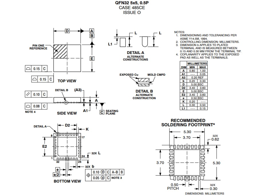 机械图纸 - onsemi NCP 81239/A USB PD控制器