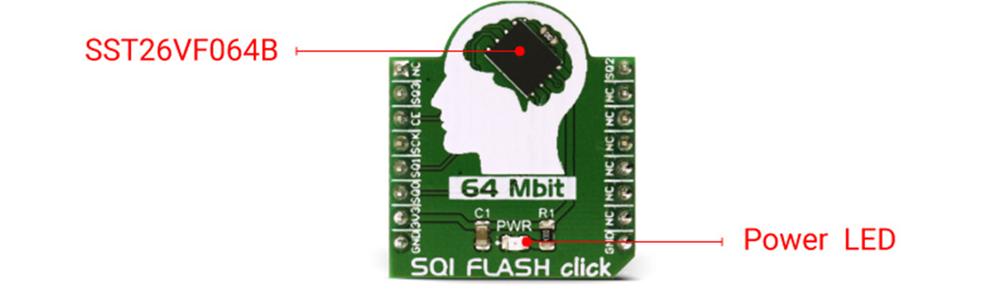 Mikroe MIKROE-2828 SQI闪存Click板