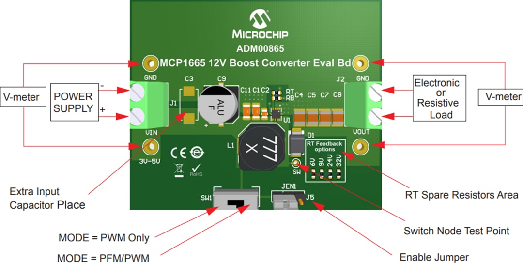 Microchip Technology MCP1665升压转换器评估板
