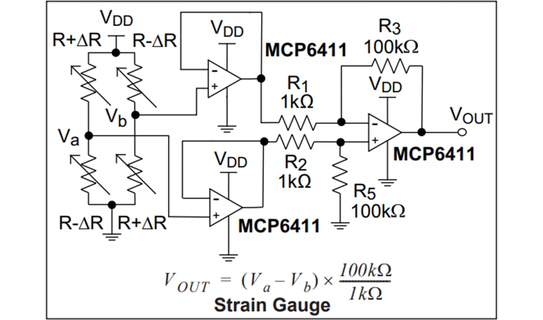应用电路图 - Microchip Technology MCP6411 1MHz运算放大器