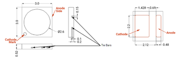 Mechanical Drawing - Cree LED JB3030, JE2835, & JR5050 Mid-Power LEDs