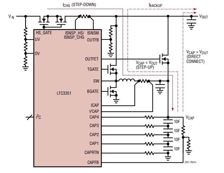 应用电路图 - Analog Devices Inc. LTC335x大电流超级电容器充电器