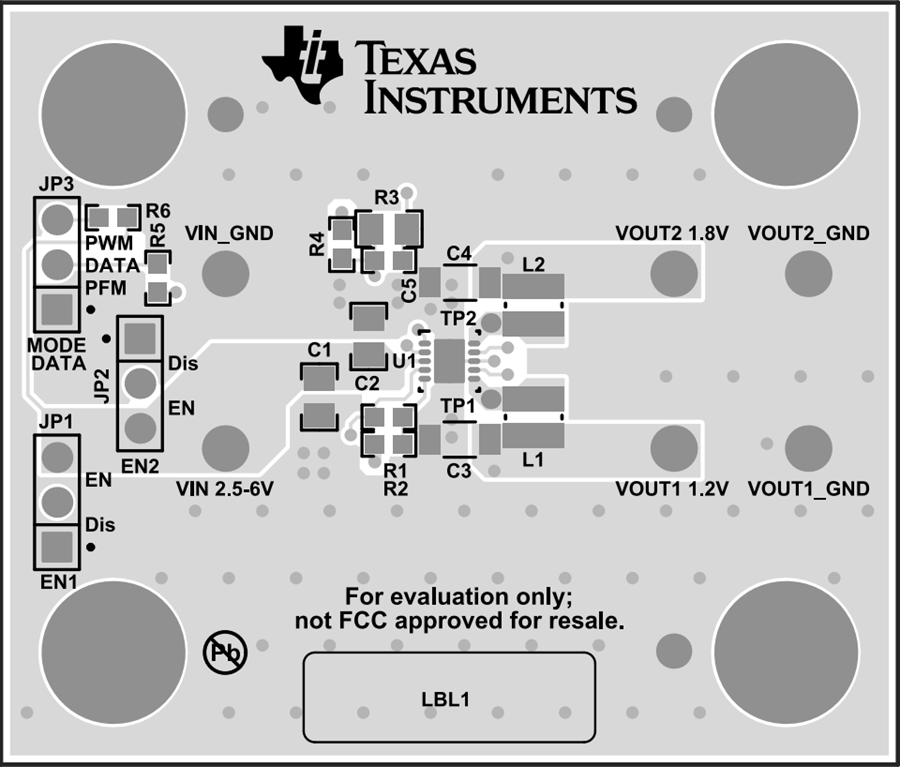 机械图纸 - Texas Instruments TPS62410Q1-EVM降压转换器评估模块