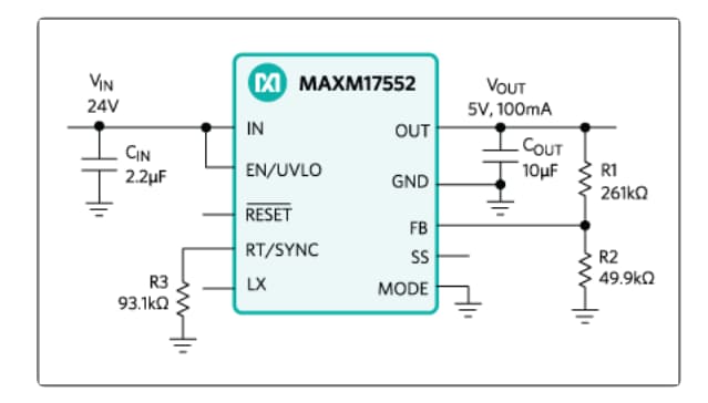 应用电路图 - Analog Devices / Maxim Integrated MAXM17552喜马拉雅uSLIC™降压型电源模块