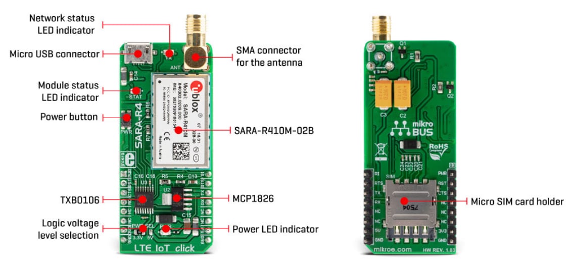 Mikroe MIKROE-3072 LTE IoT click板